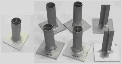 Representative tubular structures under axial compression.