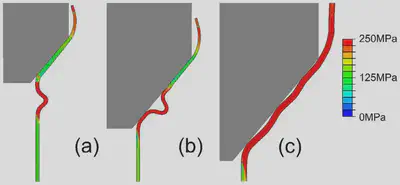 Deformation modes of expansion tubes in finite element simulations.
