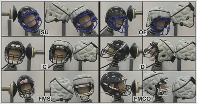 Laboratory impact configurations for padded helmet shell covers.
